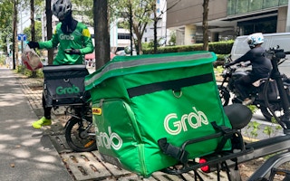 Grab rider making deliveries